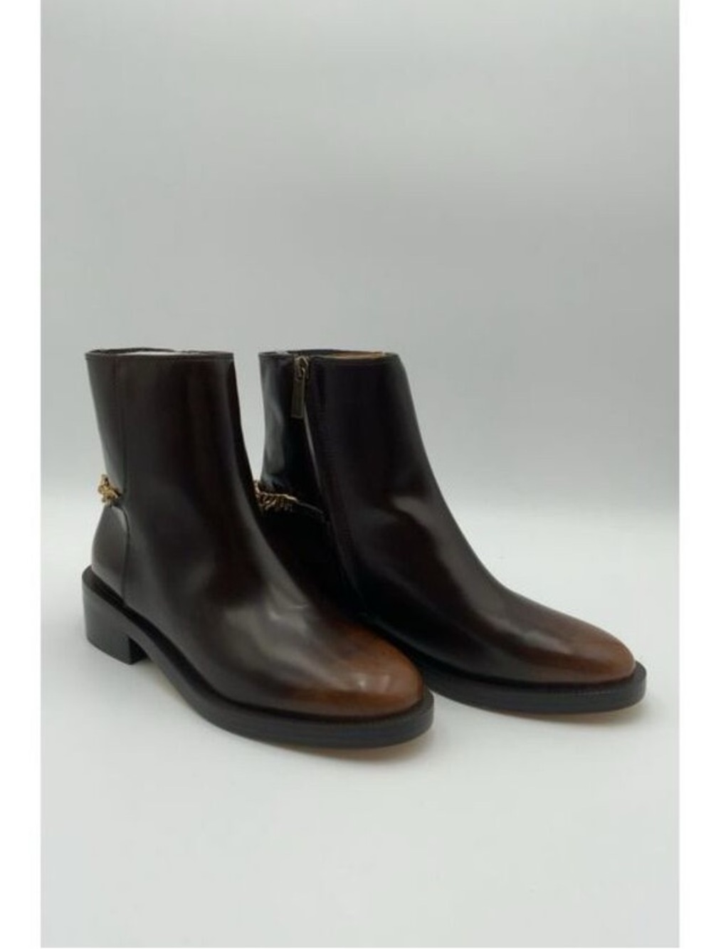 Michael Kors Women's Carlisle Chain-Detail Brown Ankle Booties NWOT
